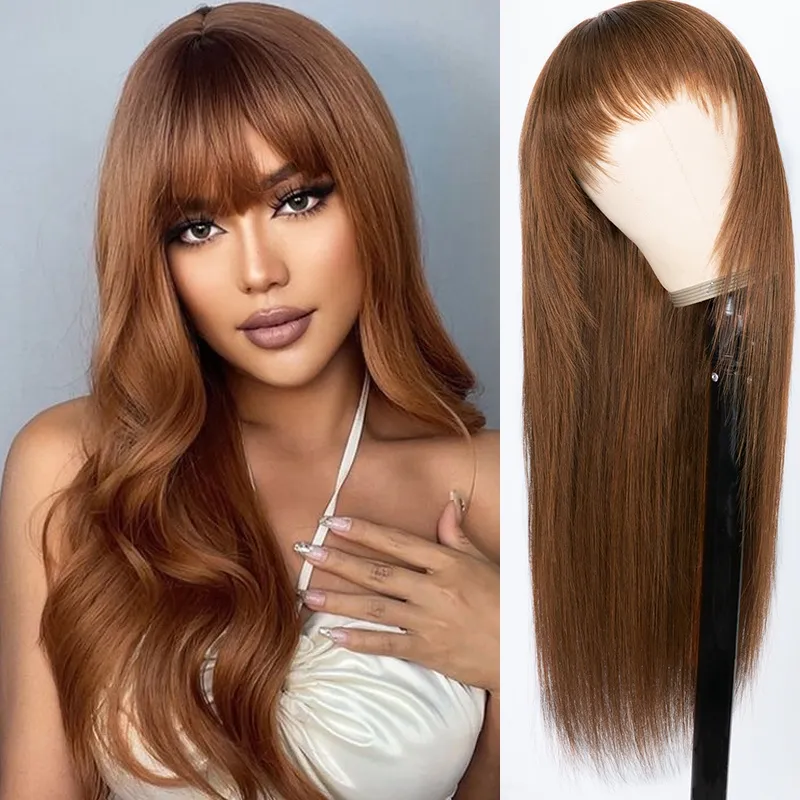 Nadula Dark Brown #4 Color Straight Glueless Layer Cut Wig Affordable Price  100% Human Hair Wig With Bangs | Nadula