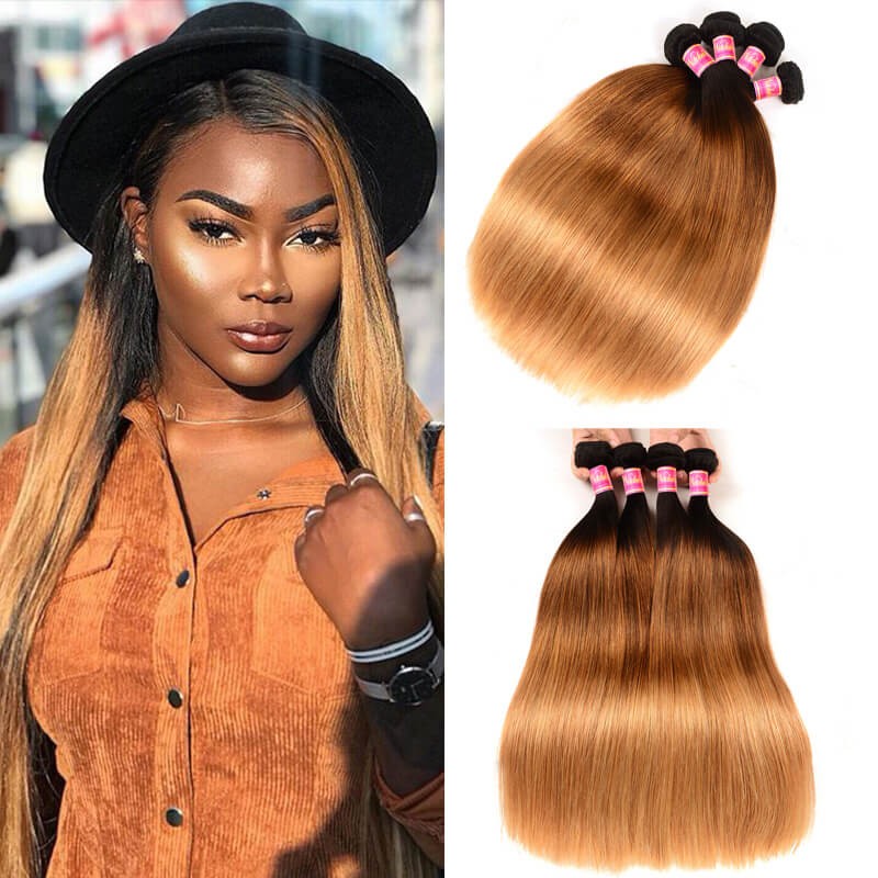 Nadula Cheap Straight Ombre Hair Weave 4 Bundles 3 Tone Color Ombre Human Hair  Extensions | Nadula