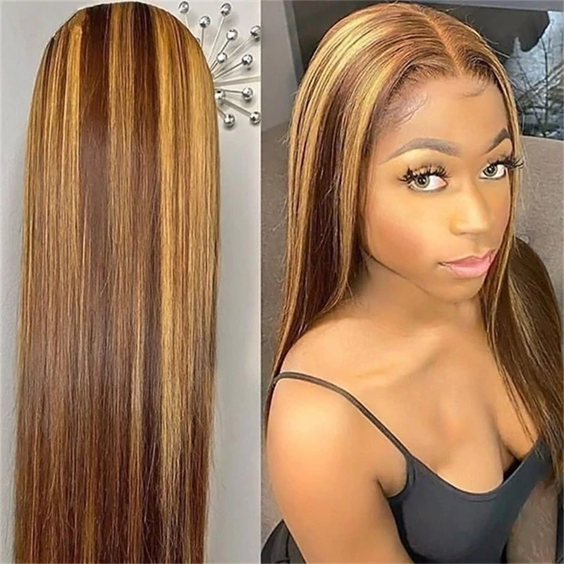 Nadula Brown Highlight Straight Wigs With Baby Hair Quality Human Hair Lace  Front Wigs For American Women | Nadula
