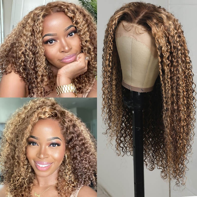 Clearance 14-26 Bob Brown Lace Ombre Inches Front Natural Wig Curly Afro Hair