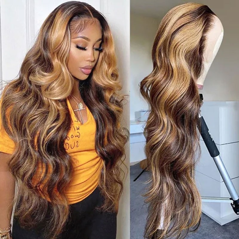 Nadula Piano Honey Blonde Body Wave Lace Front Wigs Shadow Root Highlight Human  Hair Wigs Body Wave 150% Density | Nadula