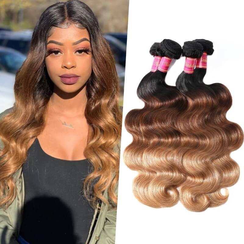 Nadula Ombre Hair Weave Body Wave 4 Bundles 3 Tone Color Ombre Human Hair  Extensions | Nadula