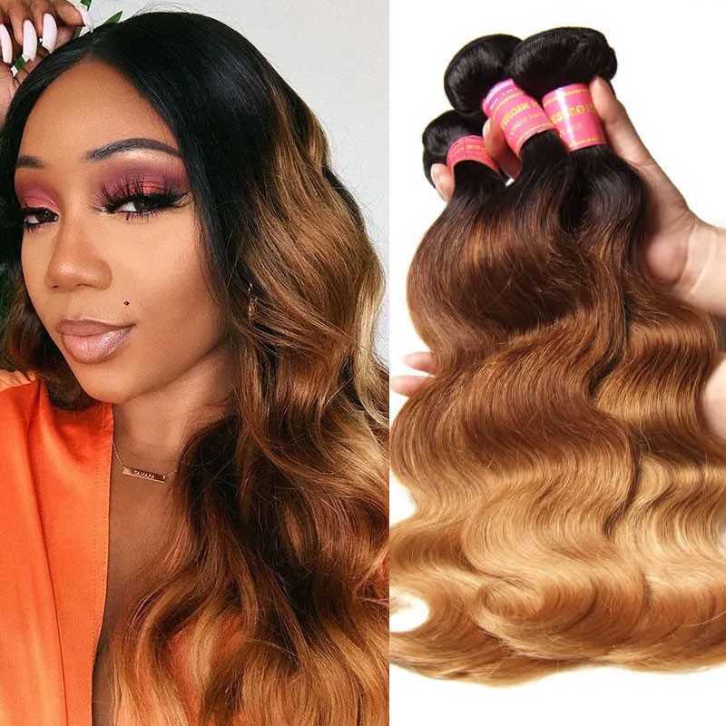 Nadula Ombre Hair Weave Body Wave 4 Bundles 3 Tone Color Ombre Human Hair  Extensions | Nadula